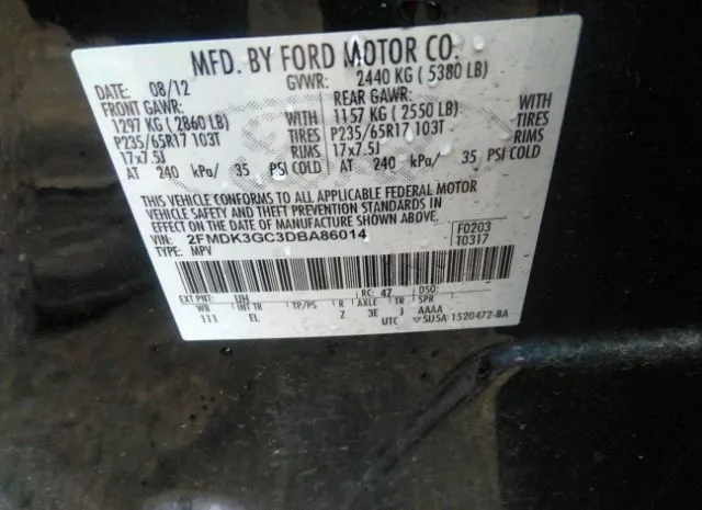 Photo 8 VIN: 2FMDK3GC3DBA86014 - FORD EDGE 