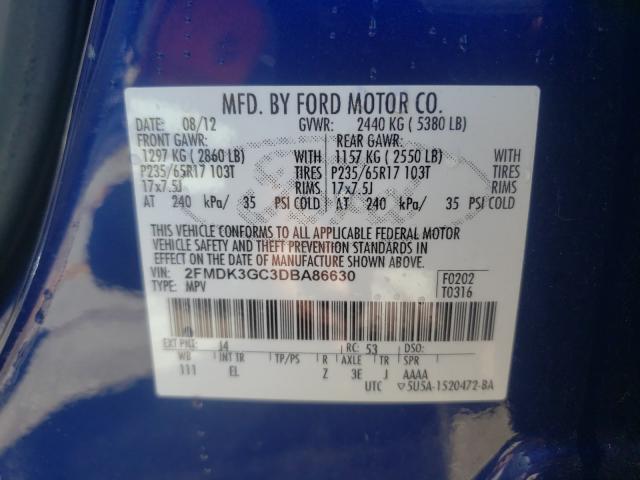 Photo 9 VIN: 2FMDK3GC3DBA86630 - FORD EDGE SE 