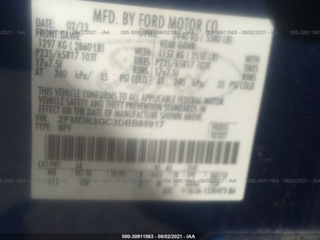 Photo 8 VIN: 2FMDK3GC3DBB85917 - FORD EDGE 