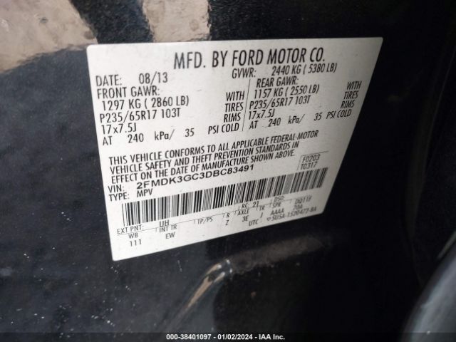 Photo 8 VIN: 2FMDK3GC3DBC83491 - FORD EDGE 