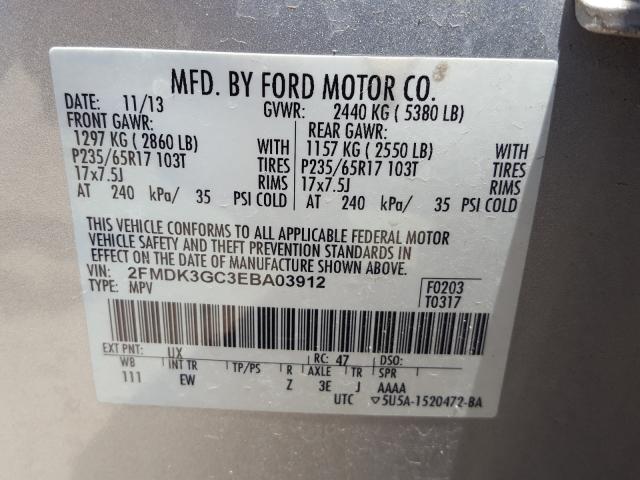 Photo 9 VIN: 2FMDK3GC3EBA03912 - FORD EDGE SE 