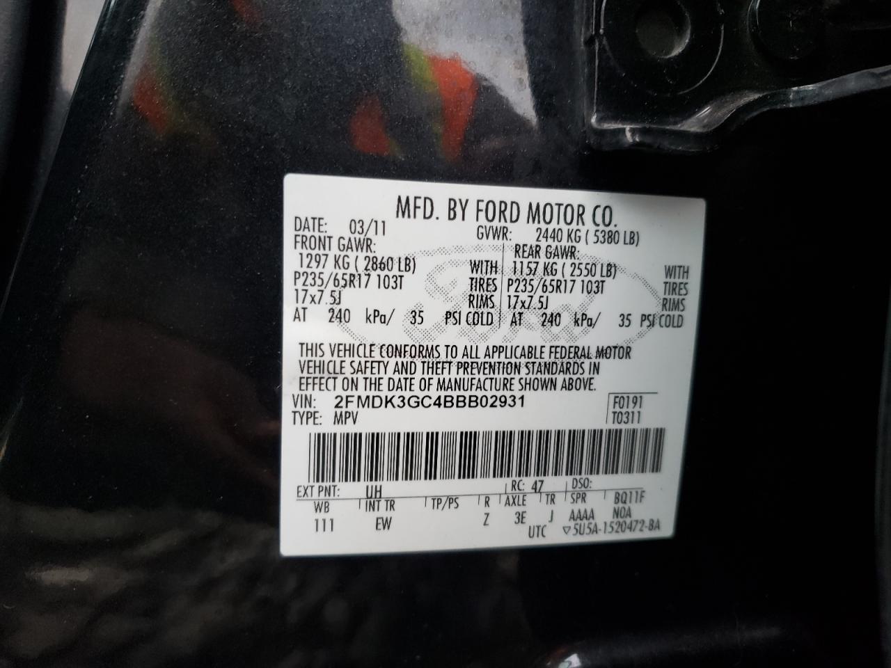 Photo 11 VIN: 2FMDK3GC4BBB02931 - FORD EDGE 