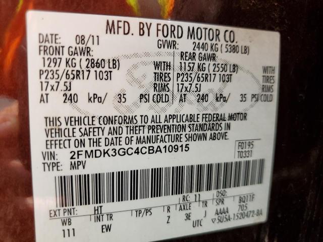 Photo 12 VIN: 2FMDK3GC4CBA10915 - FORD EDGE 