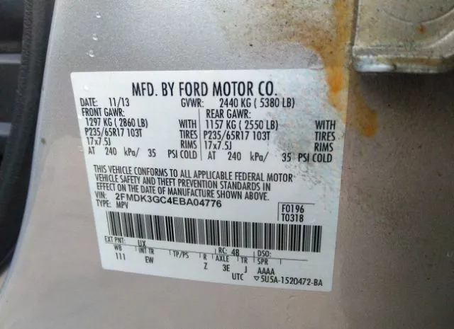 Photo 8 VIN: 2FMDK3GC4EBA04776 - FORD EDGE 