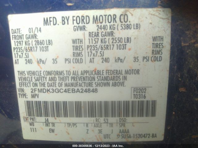 Photo 8 VIN: 2FMDK3GC4EBA24848 - FORD EDGE 