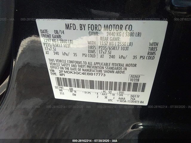 Photo 8 VIN: 2FMDK3GC4EBB17773 - FORD EDGE 