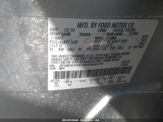 Photo 8 VIN: 2FMDK3GC5ABB66376 - FORD EDGE 