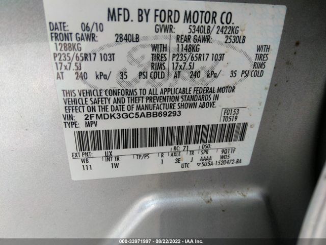 Photo 8 VIN: 2FMDK3GC5ABB69293 - FORD EDGE 