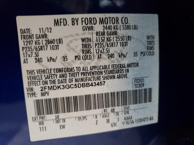 Photo 9 VIN: 2FMDK3GC5DBB43457 - FORD EDGE SE 