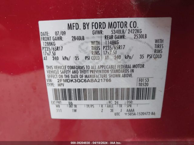 Photo 8 VIN: 2FMDK3GC6ABA21766 - FORD EDGE 