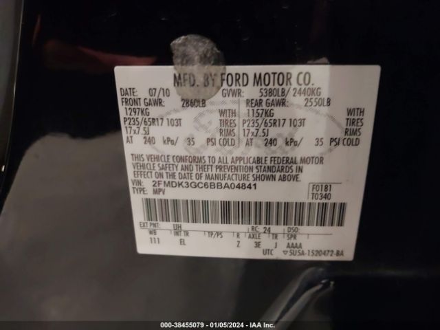 Photo 8 VIN: 2FMDK3GC6BBA04841 - FORD EDGE 