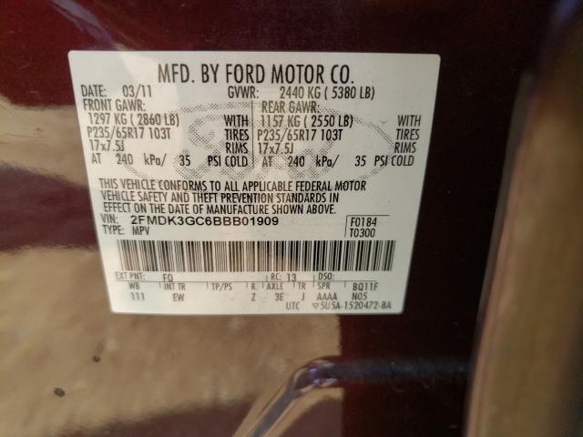 Photo 9 VIN: 2FMDK3GC6BBB01909 - FORD EDGE SE 