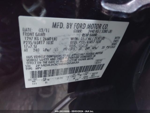 Photo 8 VIN: 2FMDK3GC6BBB02039 - FORD EDGE 