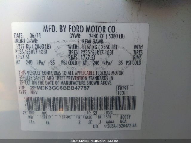 Photo 8 VIN: 2FMDK3GC6BBB47787 - FORD EDGE 