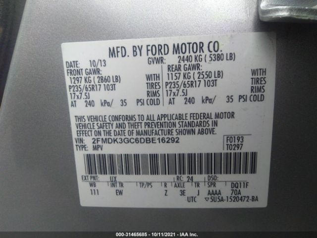 Photo 8 VIN: 2FMDK3GC6DBE16292 - FORD EDGE 