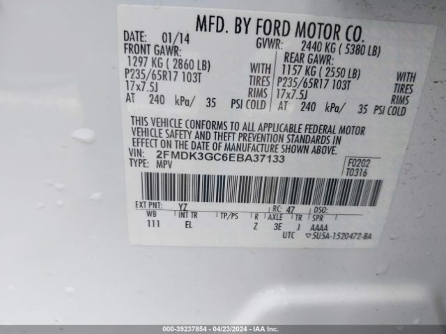 Photo 8 VIN: 2FMDK3GC6EBA37133 - FORD EDGE 