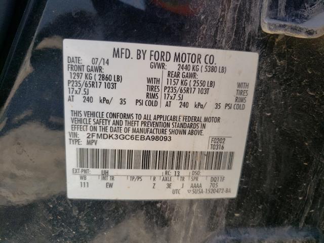 Photo 9 VIN: 2FMDK3GC6EBA98093 - FORD EDGE SE 