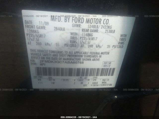 Photo 8 VIN: 2FMDK3GC7ABA60768 - FORD EDGE 