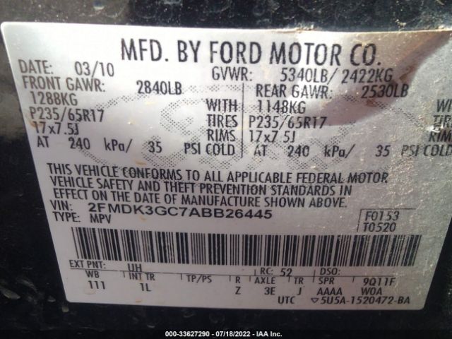 Photo 8 VIN: 2FMDK3GC7ABB26445 - FORD EDGE 