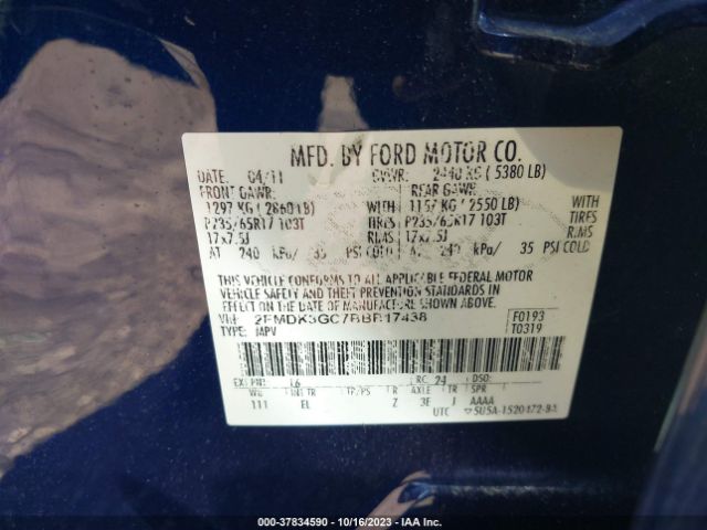 Photo 8 VIN: 2FMDK3GC7BBB17438 - FORD EDGE 