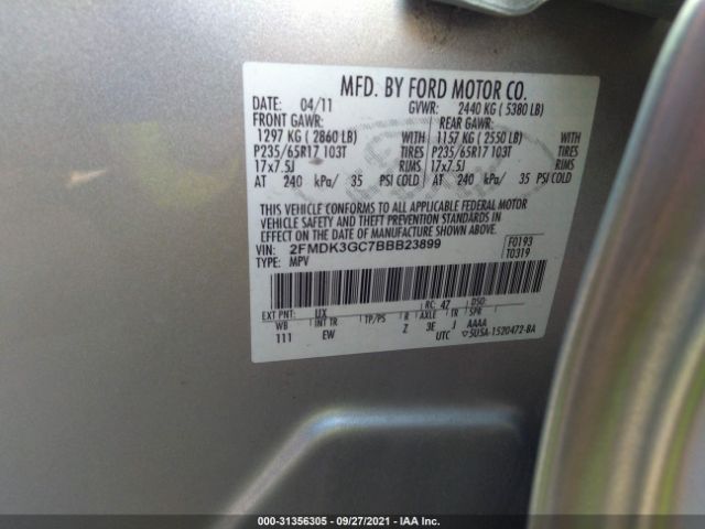 Photo 8 VIN: 2FMDK3GC7BBB23899 - FORD EDGE 