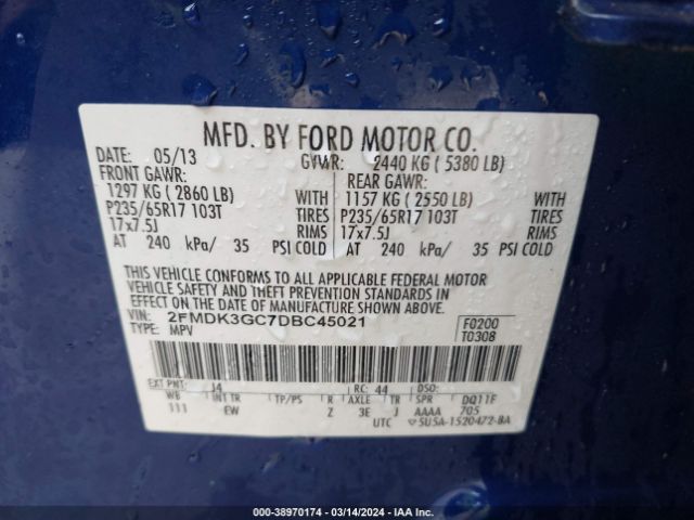 Photo 8 VIN: 2FMDK3GC7DBC45021 - FORD EDGE 