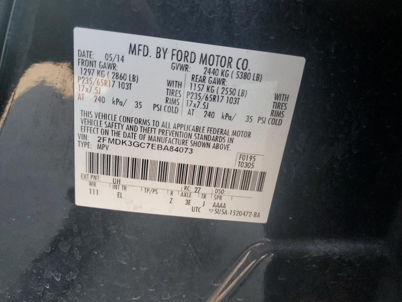 Photo 12 VIN: 2FMDK3GC7EBA84073 - FORD EDGE 