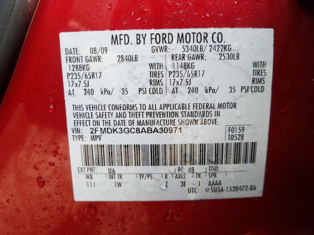 Photo 9 VIN: 2FMDK3GC8ABA30971 - FORD EDGE SE 