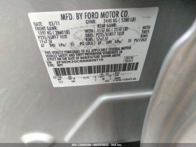 Photo 8 VIN: 2FMDK3GC8BBB09719 - FORD EDGE 