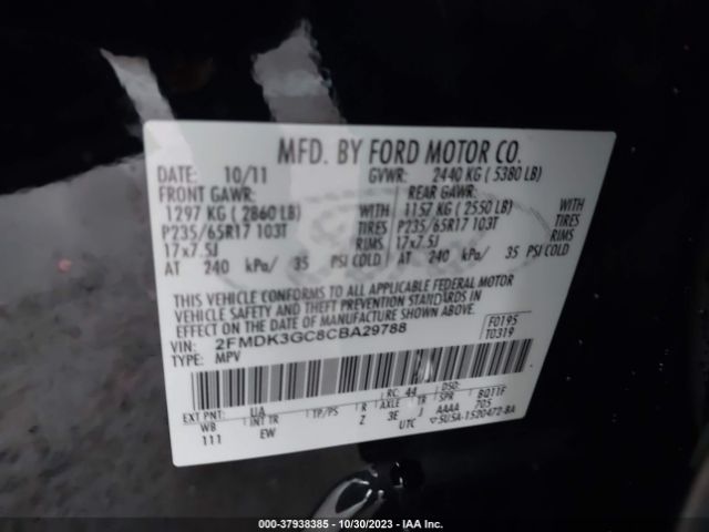 Photo 8 VIN: 2FMDK3GC8CBA29788 - FORD EDGE 