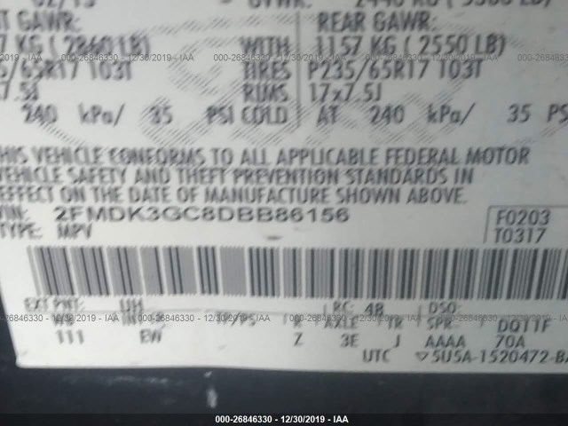 Photo 8 VIN: 2FMDK3GC8DBB86156 - FORD EDGE 