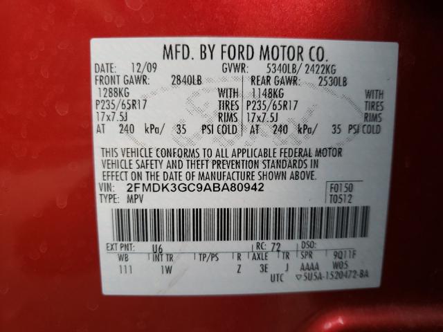 Photo 9 VIN: 2FMDK3GC9ABA80942 - FORD EDGE SE 