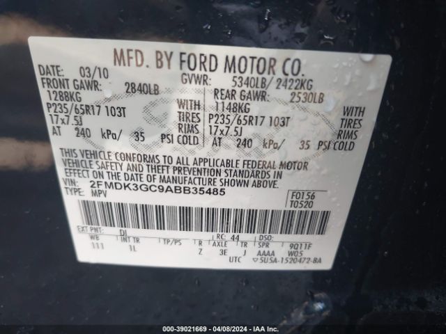 Photo 8 VIN: 2FMDK3GC9ABB35485 - FORD EDGE 