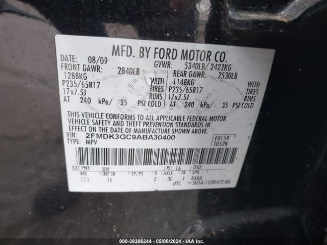 Photo 8 VIN: 2FMDK3GC9ADA30400 - FORD EDGE 