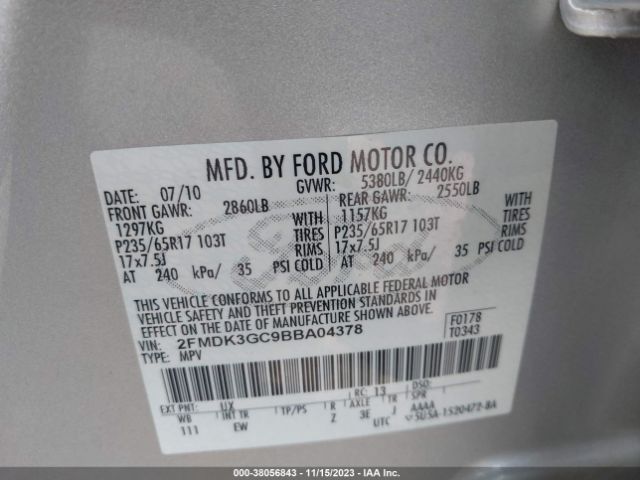 Photo 8 VIN: 2FMDK3GC9BBA04378 - FORD EDGE 