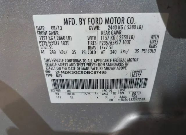 Photo 8 VIN: 2FMDK3GC9DBC87495 - FORD EDGE 