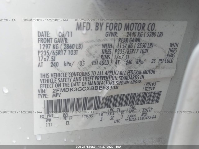 Photo 8 VIN: 2FMDK3GCXBBB53138 - FORD EDGE 