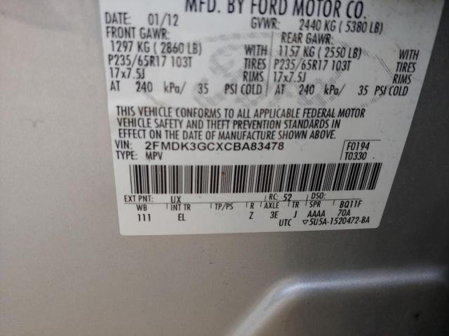 Photo 9 VIN: 2FMDK3GCXCBA83478 - FORD EDGE 