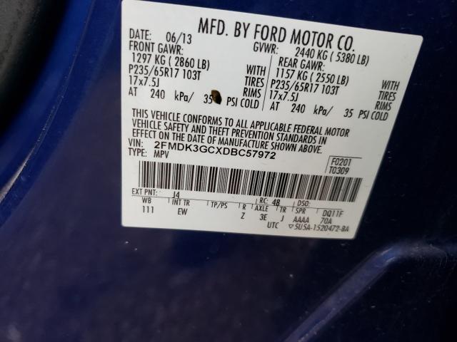 Photo 9 VIN: 2FMDK3GCXDBC57972 - FORD EDGE SE 