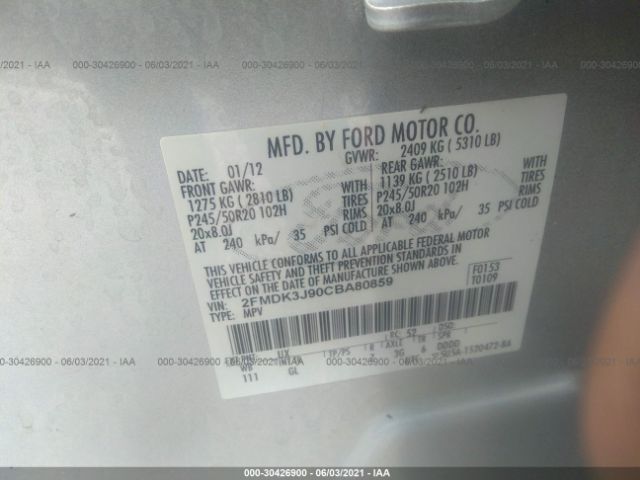 Photo 8 VIN: 2FMDK3J90CBA80859 - FORD EDGE 