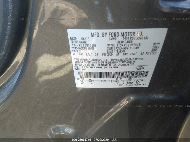 Photo 8 VIN: 2FMDK3J90DBC54186 - FORD EDGE 