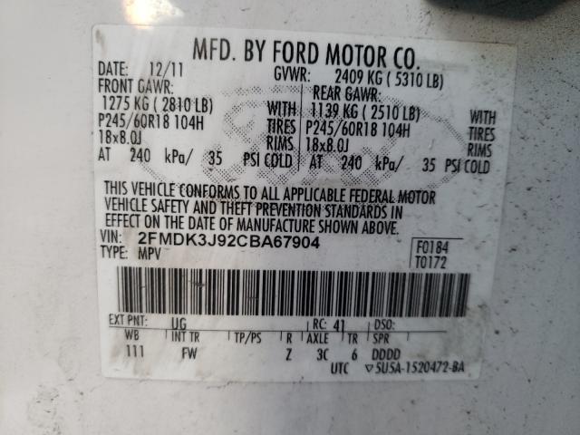 Photo 9 VIN: 2FMDK3J92CBA67904 - FORD EDGE SEL 