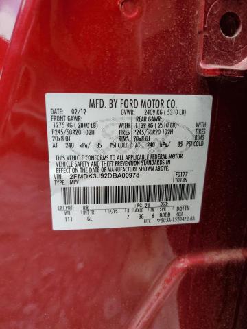 Photo 12 VIN: 2FMDK3J92DBA00978 - FORD EDGE 