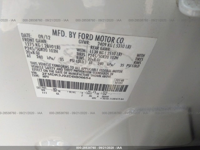 Photo 8 VIN: 2FMDK3J92DBB06654 - FORD EDGE 