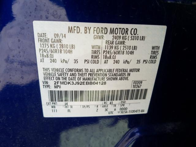 Photo 9 VIN: 2FMDK3J92EBB04128 - FORD EDGE SEL 