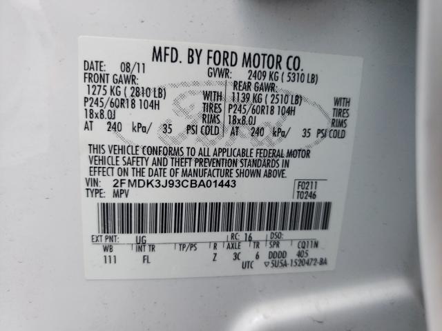 Photo 9 VIN: 2FMDK3J93CBA01443 - FORD EDGE SEL 