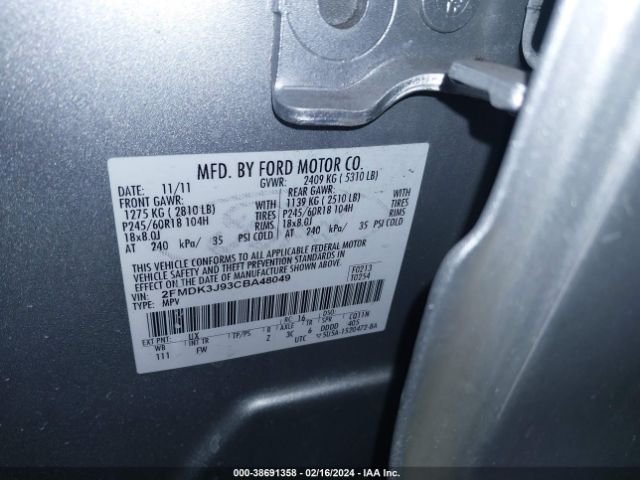 Photo 8 VIN: 2FMDK3J93CBA48049 - FORD EDGE 