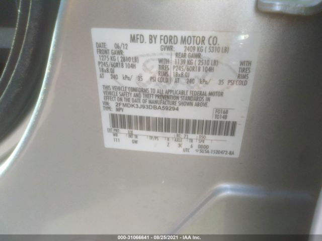 Photo 8 VIN: 2FMDK3J93DBA59294 - FORD EDGE 