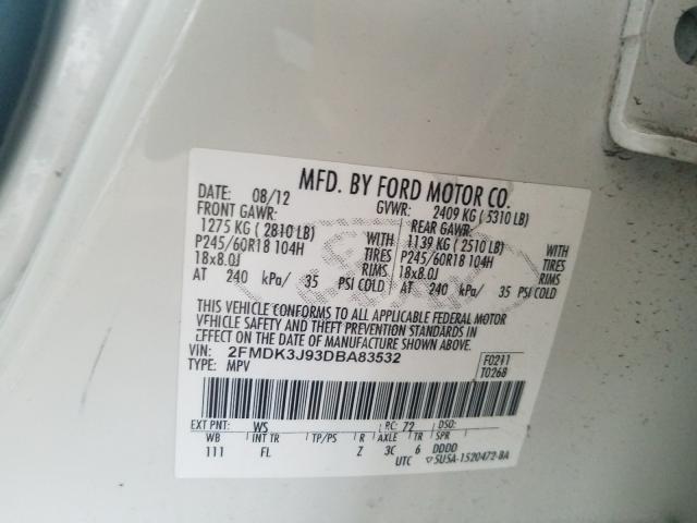 Photo 9 VIN: 2FMDK3J93DBA83532 - FORD EDGE SEL 