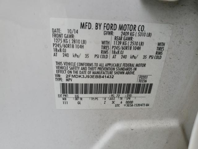 Photo 11 VIN: 2FMDK3J93EBB41432 - FORD EDGE SEL 